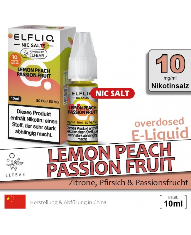 Elfbar Elfliq Lemon Peach Passion Fruit Liquids